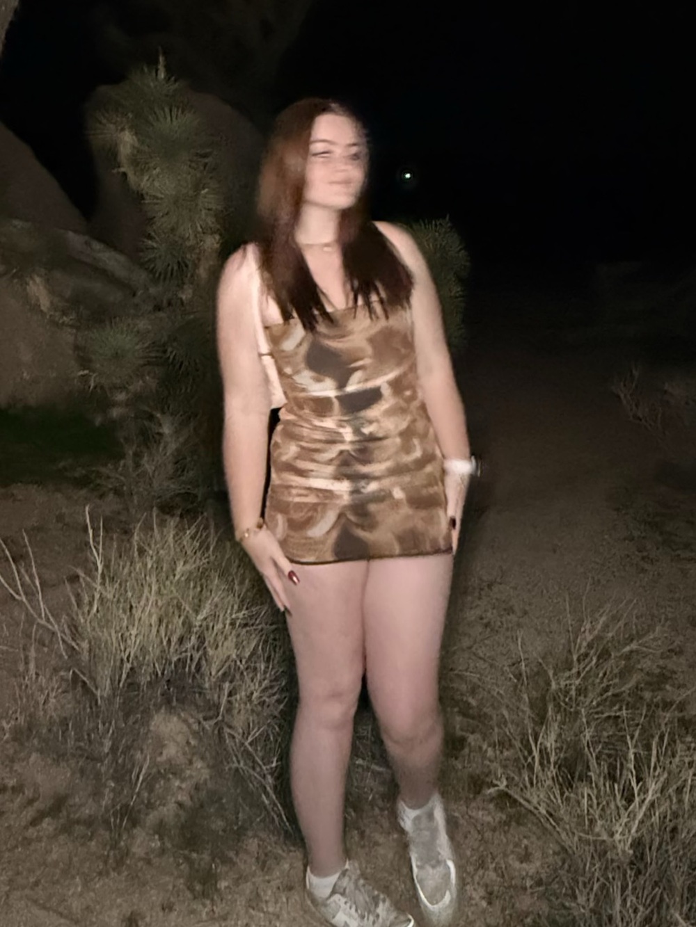 Fashion Nova Marble-Print Ruched Mini Dress in Rust and Cream
